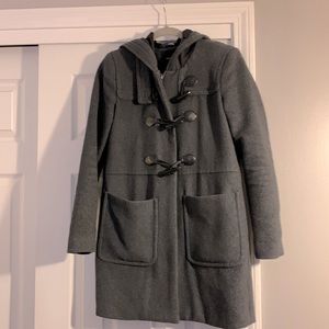 Forever 21 gray pea coat with hood !!